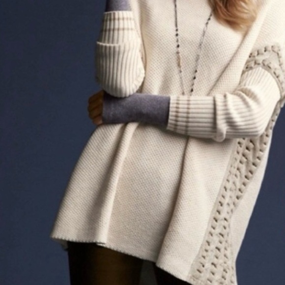 CAbi Sweaters - CAbi Slip Stitch Cream Women’s Oversized Knit Sweater, Cotton Blend, Size Small